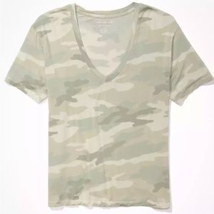 American Eagle oversized soft and sexy camo v-neck tee